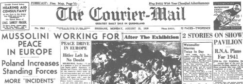 Courier Mail, Brisbane, 21 August, 1939
